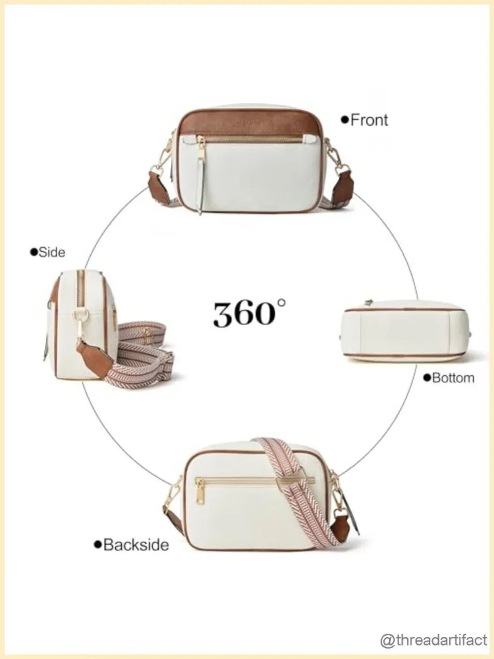Small Crossbody Bag for Women Triple Pockets Vegan Leather Shoulder Camera Purse